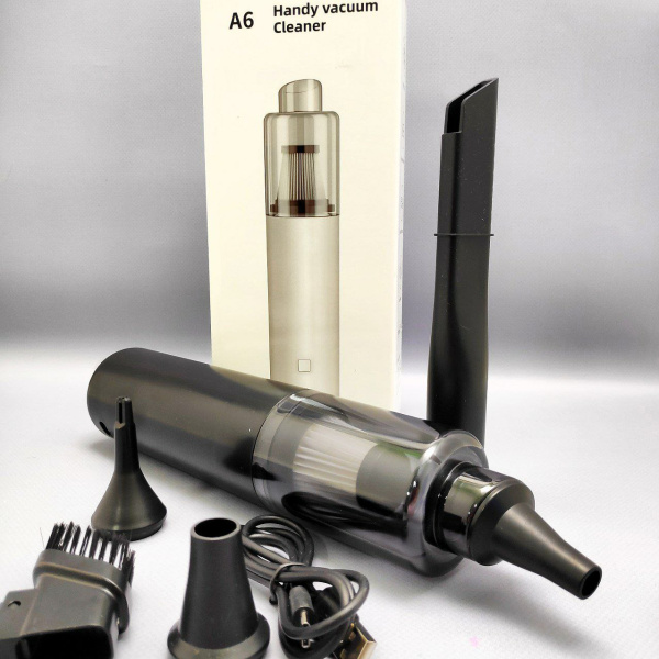 Беспроводной пылесос для автомобиля Handy Vacuum Cleaner A6, мощность 120 W (5 насадок, 2000 мАч)